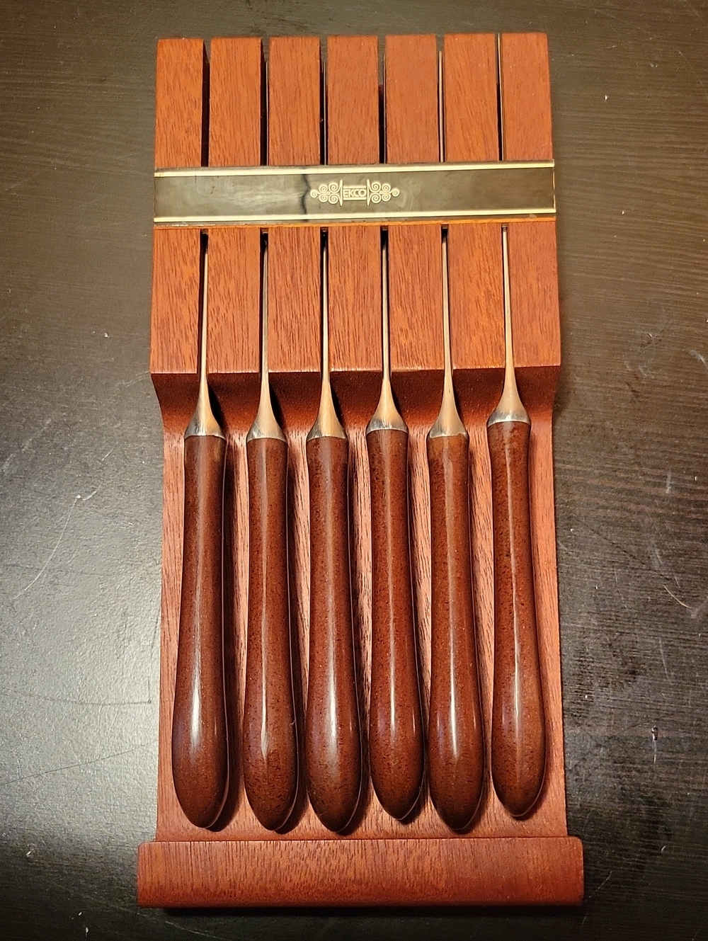 Ekco Eterna Japan Stainless Steel  Serrated Steak Knives  Set of 6 With Storage